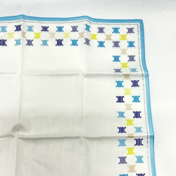 CELINE Logo Triomphe handkerchief Scarf cotton Multicolore/blue - Picture 8 of 11